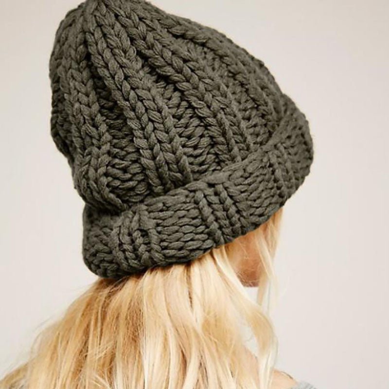 Faux Fur Knitted Beanie Hat – Chunky, Warm Winter Hat for Women - 9361B7D986864AEA89AA3AC8FEFA0F52