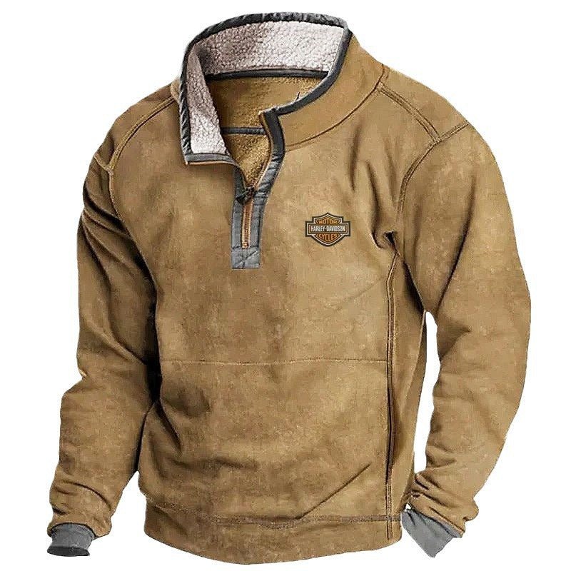 Men's Casual Hoodie with Stand Collar & Zipper – Fleece Lined Autumn/Winter Sweatshirt - 1353F9D4273B474EB7E3DF22FD19E5AF