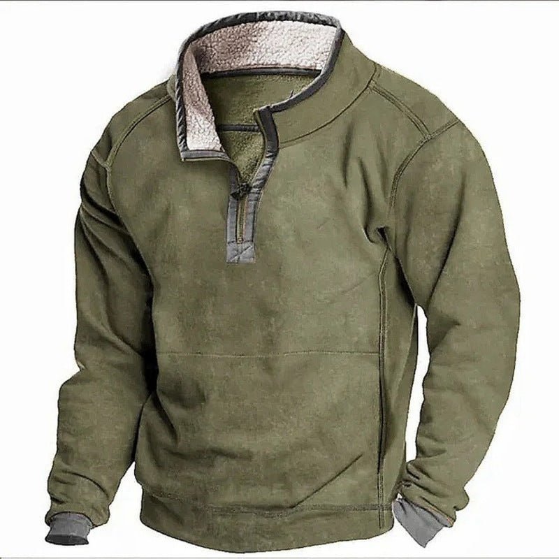 Men's Casual Hoodie with Stand Collar & Zipper – Fleece Lined Autumn/Winter Sweatshirt - 5746D7B09EF34182839FFB1AB72D3C4F