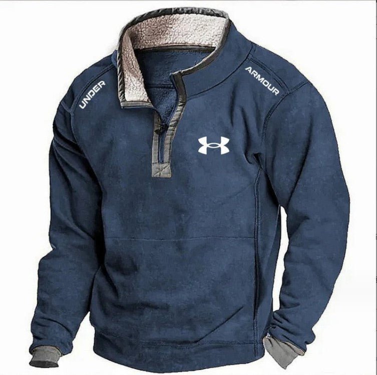 Men's Casual Hoodie with Stand Collar & Zipper – Fleece Lined Autumn/Winter Sweatshirt - 5746D7B09EF34182839FFB1AB72D3C4F