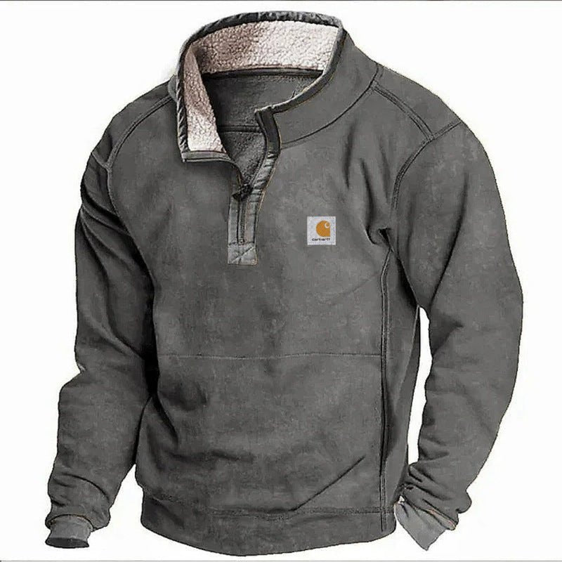 Men's Casual Hoodie with Stand Collar & Zipper – Fleece Lined Autumn/Winter Sweatshirt - 5746D7B09EF34182839FFB1AB72D3C4F