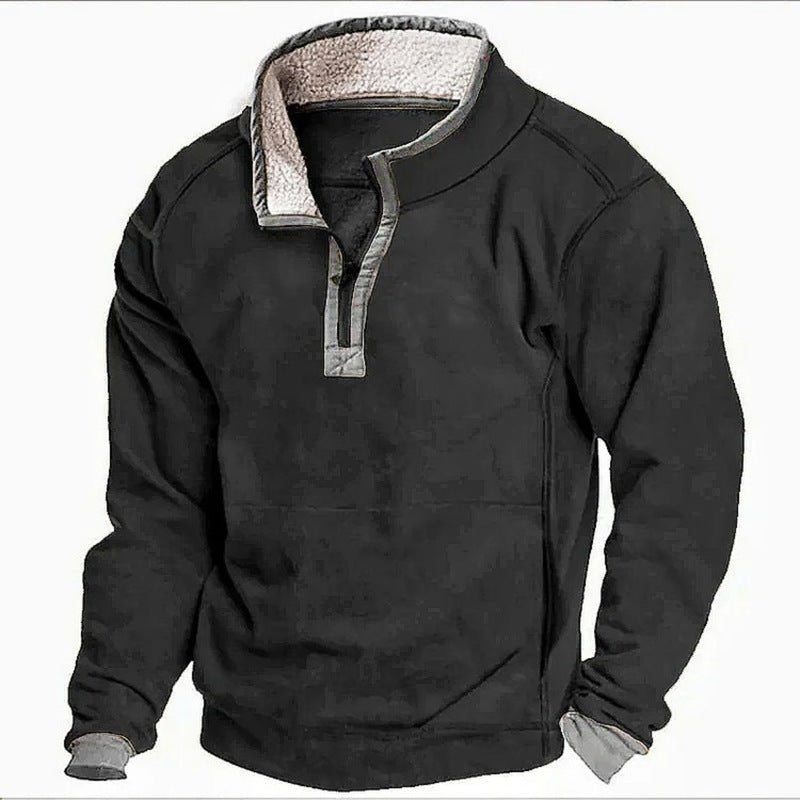 Men's Casual Hoodie with Stand Collar & Zipper – Fleece Lined Autumn/Winter Sweatshirt - 5746D7B09EF34182839FFB1AB72D3C4F