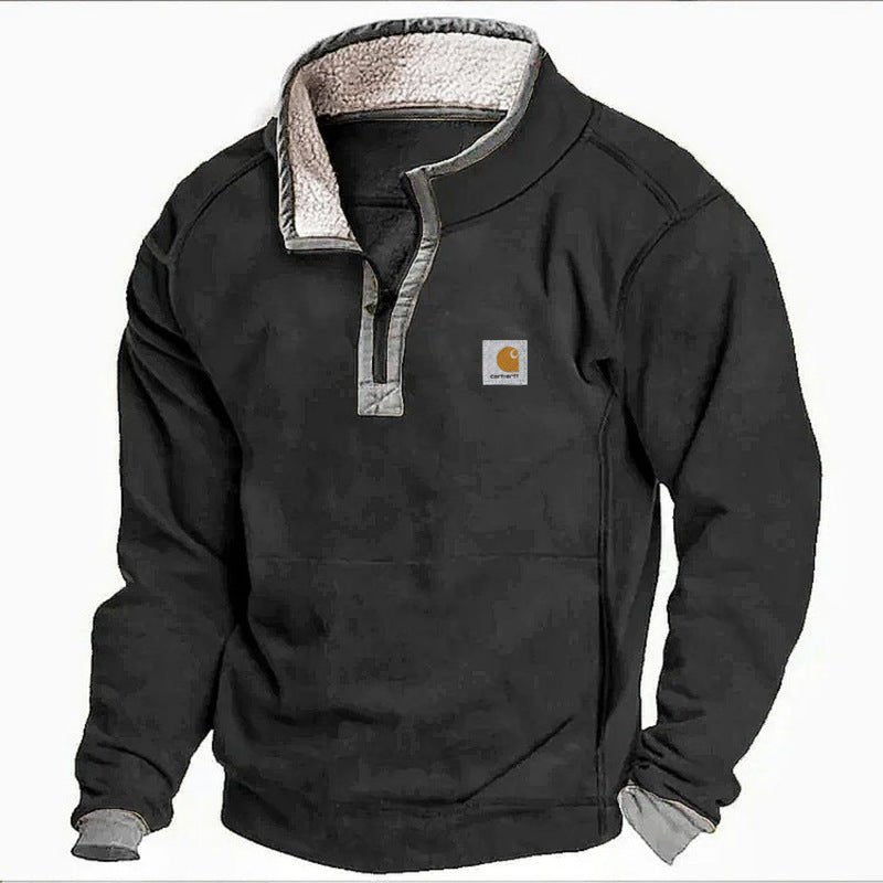Men's Casual Hoodie with Stand Collar & Zipper – Fleece Lined Autumn/Winter Sweatshirt - 5746D7B09EF34182839FFB1AB72D3C4F