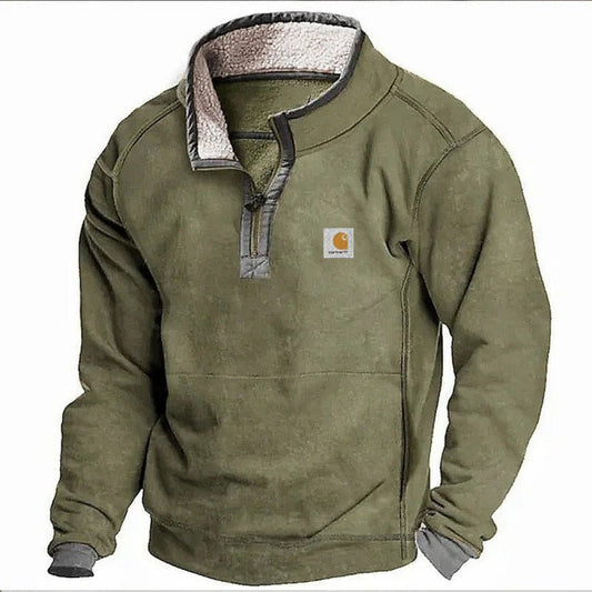 Men's Casual Hoodie with Stand Collar & Zipper – Fleece Lined Autumn/Winter Sweatshirt - 1ABB918D46D24D33AF3CB8849DE6BE7C