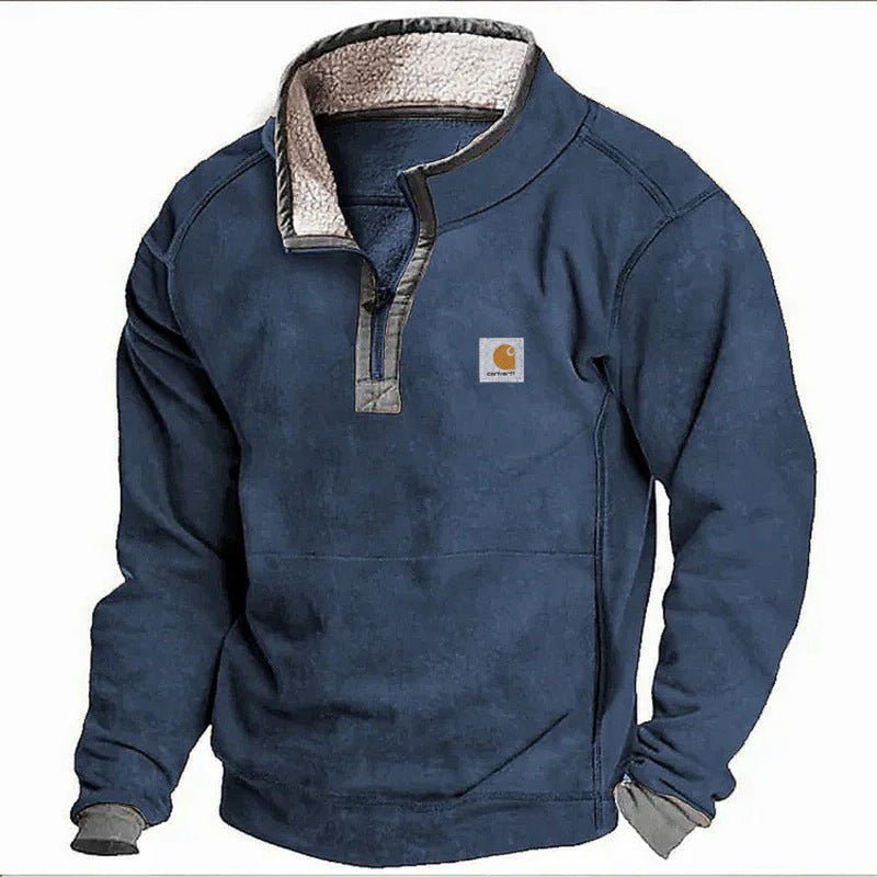 Men's Casual Hoodie with Stand Collar & Zipper – Fleece Lined Autumn/Winter Sweatshirt - 1353F9D4273B474EB7E3DF22FD19E5AF