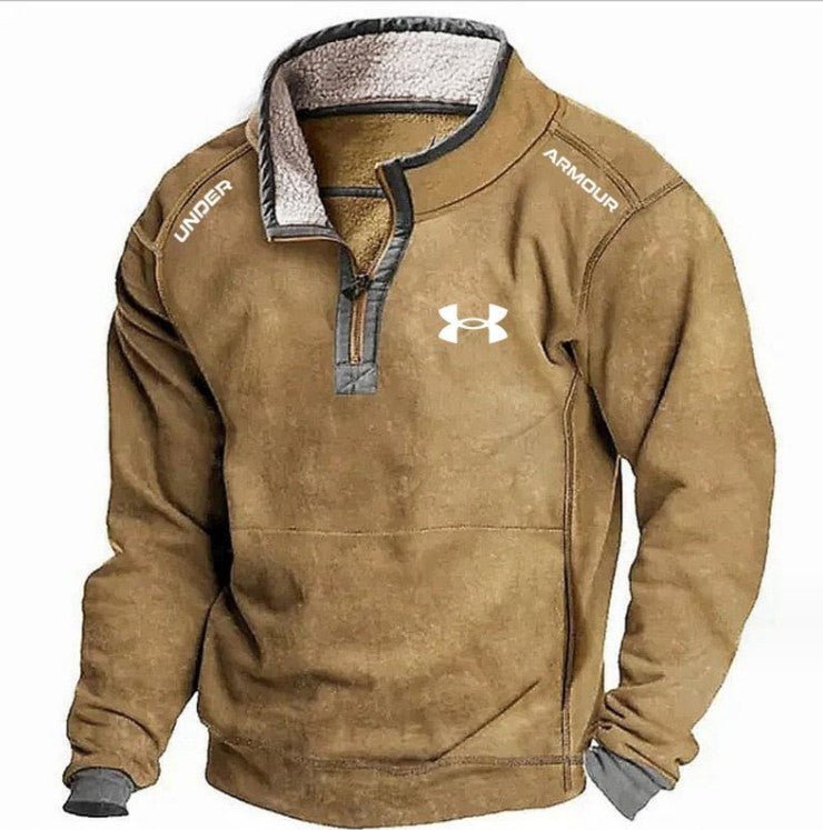 Men's Casual Hoodie with Stand Collar & Zipper – Fleece Lined Autumn/Winter Sweatshirt - 5746D7B09EF34182839FFB1AB72D3C4F
