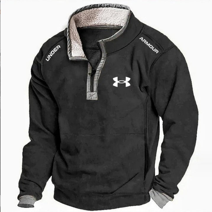 Men's Casual Hoodie with Stand Collar & Zipper – Fleece Lined Autumn/Winter Sweatshirt - 5746D7B09EF34182839FFB1AB72D3C4F