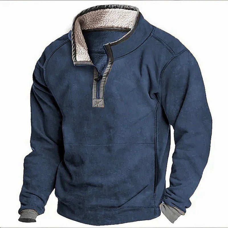 Men's Casual Hoodie with Stand Collar & Zipper – Fleece Lined Autumn/Winter Sweatshirt - 5746D7B09EF34182839FFB1AB72D3C4F