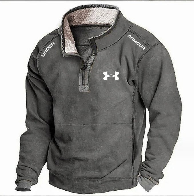 Men's Casual Hoodie with Stand Collar & Zipper – Fleece Lined Autumn/Winter Sweatshirt - 5746D7B09EF34182839FFB1AB72D3C4F