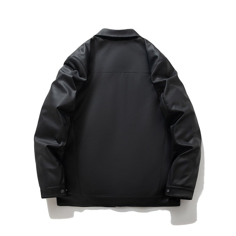 Men’s PU Winter Leather Jacket – Turn - down Collar Motorcycle Leather Jacket - 7264796987104A0EA6D0C4B34EECEB13