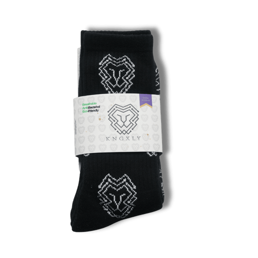 Organic Cotton Athletic Crew Socks - Allover Jacquard Performance Sport Socks -