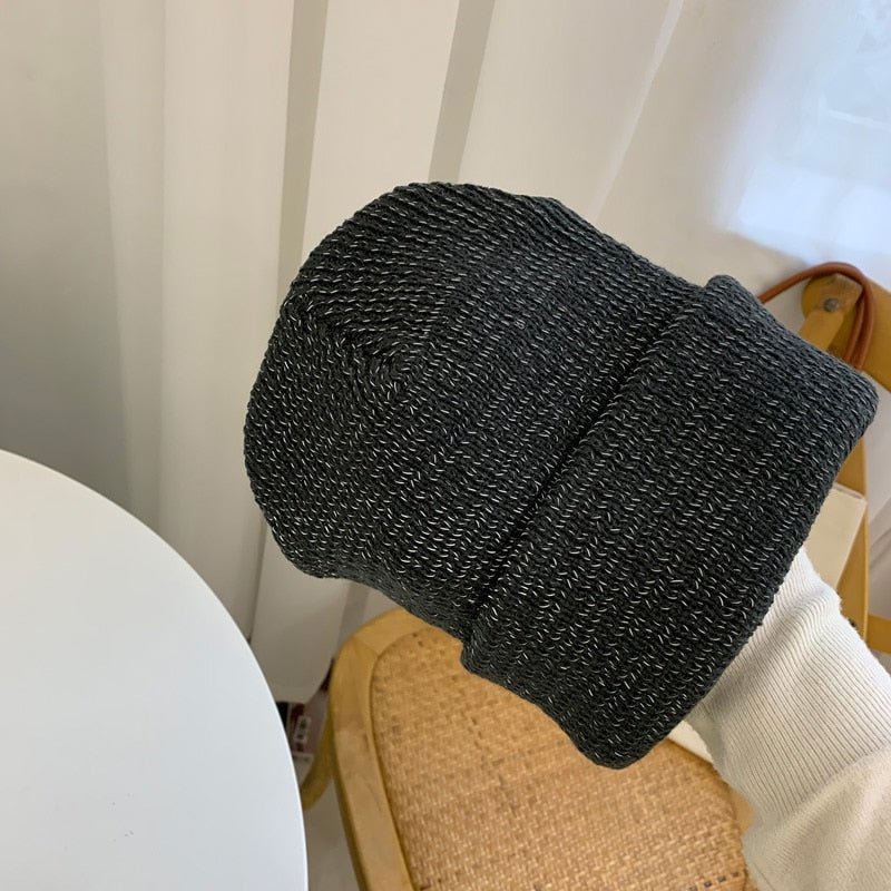 Warm Reflective Women's Beanie Hat – Knitted Winter Cap - 3E176DC4EE4C43C1AEB4CA5CD2613468