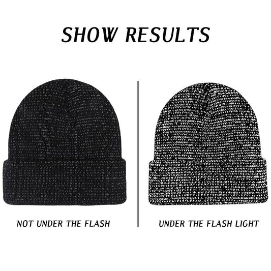 Warm Reflective Women's Beanie Hat – Knitted Winter Cap - 794E45469A8B475A8208ECAC3F96B49F