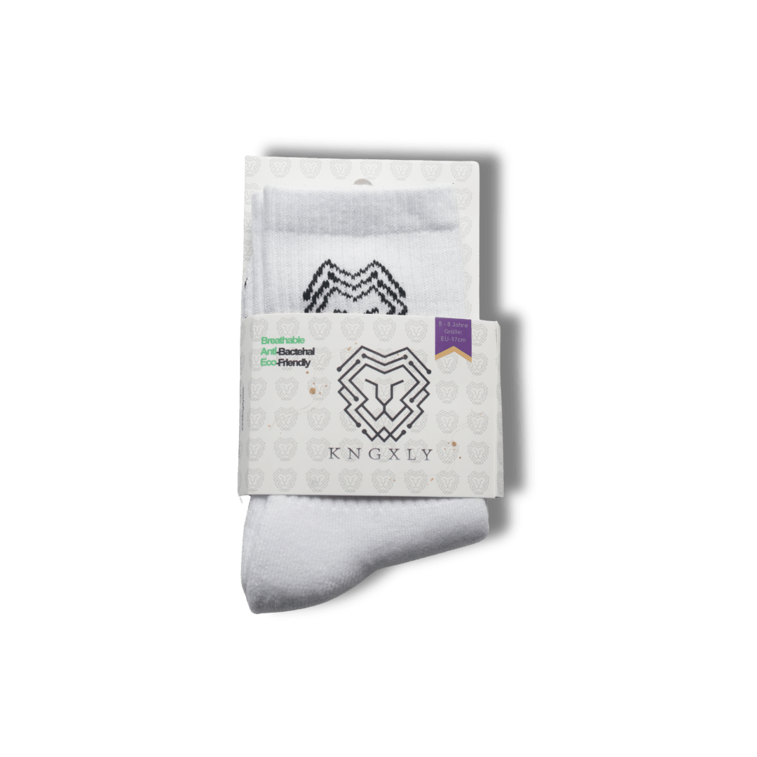Kids Organic Cotton Athletic Crew Socks – Breathable Sport 5 - 8 Years - 
