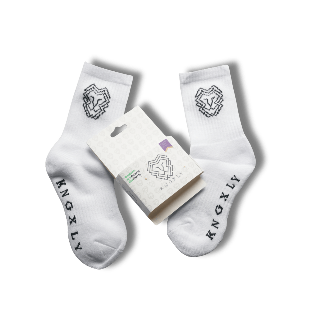 Kids Organic Cotton Athletic Crew Socks – Breathable Sport 5 - 8 Years - 