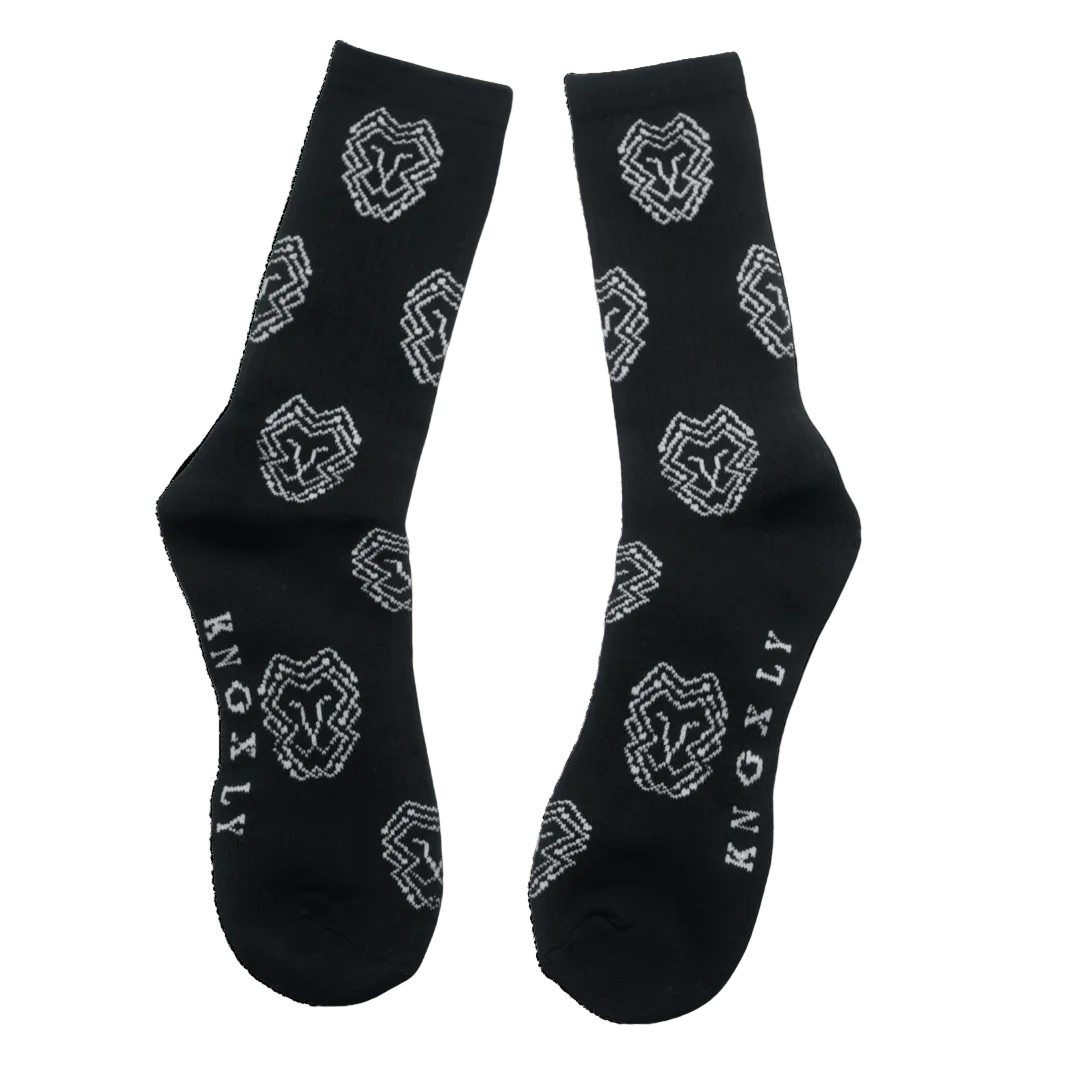 Organic Cotton Athletic Crew Socks - Allover Jacquard Performance Sport Socks - 