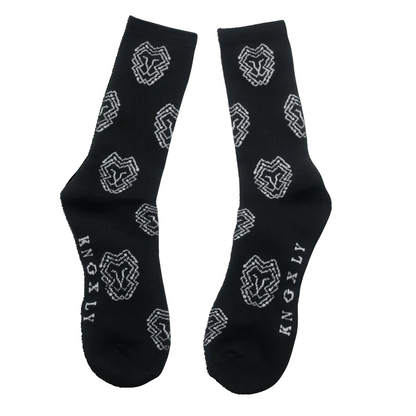 Organic Cotton Athletic Crew Socks - Allover Jacquard Performance Sport Socks - 