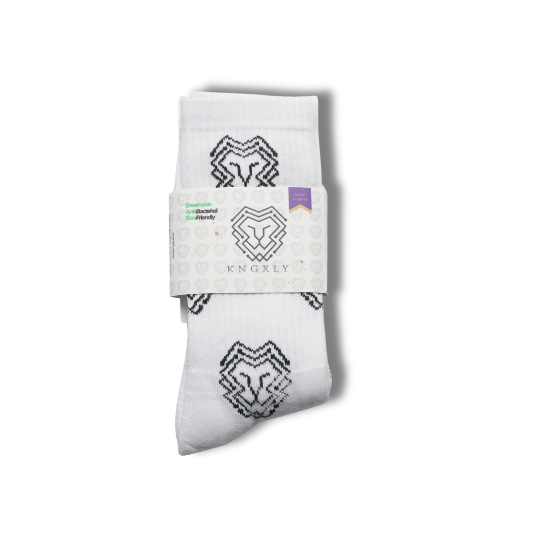 Organic Cotton Athletic Crew Socks - Allover Jacquard Performance Sport Socks - 