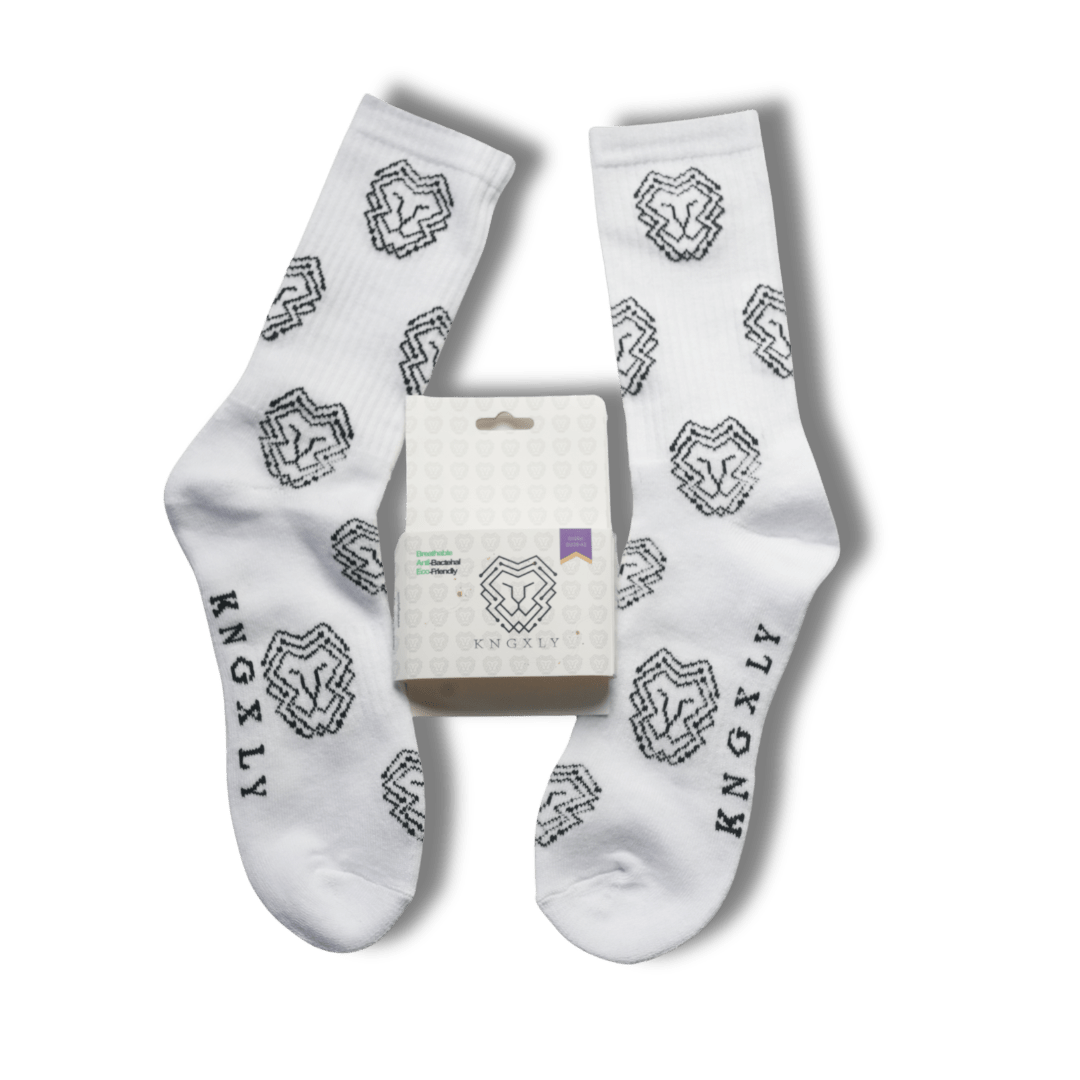 Organic Cotton Athletic Crew Socks - Allover Jacquard Performance Sport Socks - 