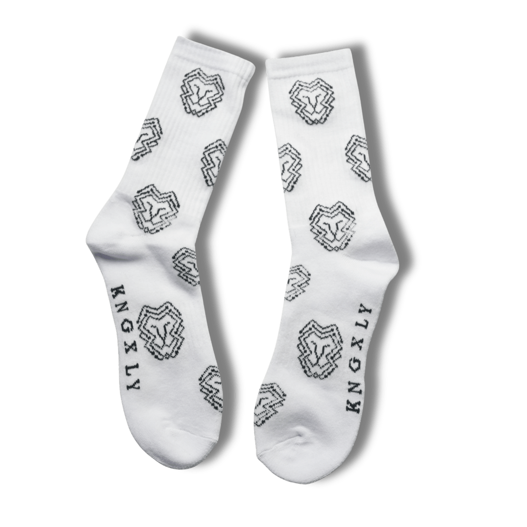 Organic Cotton Athletic Crew Socks - Allover Jacquard Performance Sport Socks - 