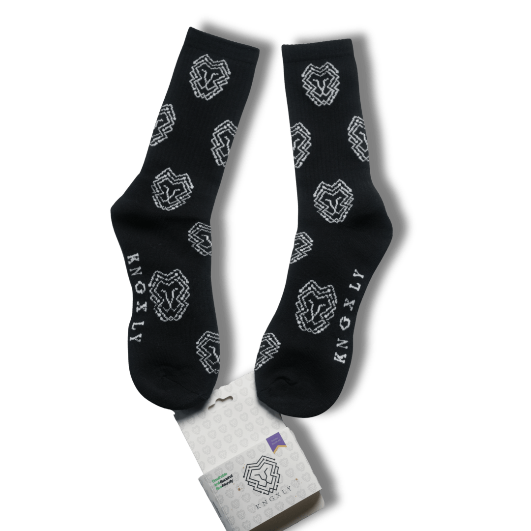 Organic Cotton Athletic Crew Socks - Allover Jacquard Performance Sport Socks - 