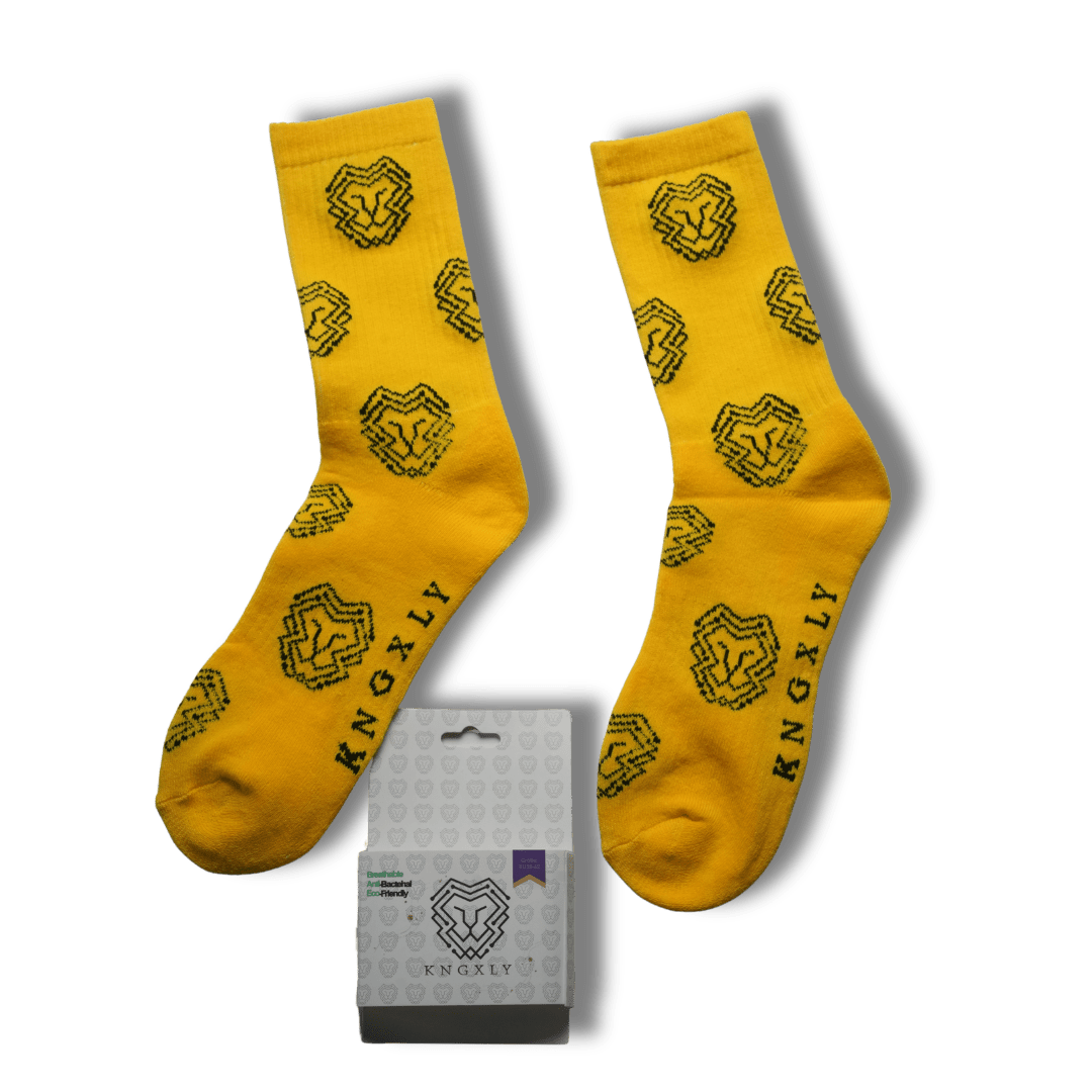 Organic Cotton Athletic Crew Socks - Allover Jacquard Performance Sport Socks - 